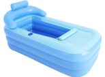 Vasca Gonfiabile Portatile - Vasca Spa - Pieghevole - Schienale Ergonomico - Coperchio Con Cerniera - Pvc Rinforzato - Per Adulti/Bambini - Blu