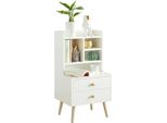 FBT100-W, Comodino/Tavolino, 2 Cassetti E Vani A Giorno, Bianco