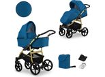 Carrozzina Kunert Mata 2In1 In Blu/Navy Con Telaio Dorato - Un Compagno Sicuro E Confortevole Per I Più Piccoli