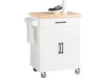 FKW119-WN Carrello Da Cucina, Carrello Di Servizio Su Rotelle Con Piano Di Lavoro E Spazio Di Archiviazione, Bianco