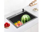 Lavello - Monovasca - Dimensioni 40×45 Cm - Acciaio Inox - Rettangolare - Installazione Dall'alto - Un Foro - Senza Rubinetto - Nero