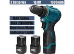 Trapano Avvitatore A Batteria 2 In 1 - Motore Senza Spazzole - Coppia Di 45 Nm - 16,8 V - 2 Batterie Ricaricabili - Velocità Continua - Spina Ue - Verde