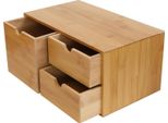 Organizzatore Da Scrivania - Mini Cassettiera - 3 Cassetti - Rettangolare - In Bambù Naturale - Per Casa E Ufficio - Rosso