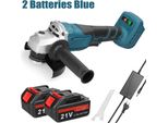 Smerigliatrice Angolare A Batteria 21V - 125 Mm M14 - 2 Batterie - Motore Brushless - 19.500 Giri/Min - Velocità Regolabile - Blu