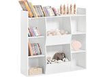 KMB55-W Libreria Per Bambini, Scaffale Con 8 Scomparti Aperti, Grigio Chiaro
