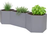 Set Di 3 Letti Rialzati HWC-P64, Letto Rialzato In Metallo Per Ortaggi/Piantine Fioriera In Acciaio 77X286X88Cm ~ Grigio