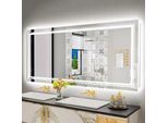 Specchio Da Bagno A Led - Specchio Rettangolare Da Parete - 160X80 Cm - Frontale E Retroilluminato, Antiappannamento, Cornice, Alluminio/Vetro Hd - Viola