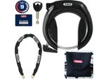 Lucchetto Da Telaio Abus Pro Shield Plus 5950 Nr - Set Di Lucchetti Per Bicicletta Con Catena 6KS/85 E Custodia Per Lucchetto ST5950 - Chiave Rimovibile Dal Lucchetto Da Telaio Quando La Serratura è Aperta - 8,5 Mm - Livello Di Sicurezza Abus 9 - Nero
