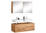 BadmöBel-Set Welltime "Davos", Braun (Eichefarben), Holzwerkstoff, Mdf, Melamin, KastenmöBel-Sets, BadmöBel-Set, 2 Spiegelschrank Und Waschbeckenunterschrank