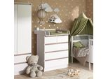 Vicco Fasciatoio Emma, 80 X 110.2 Cm Con 5 Cassetti, Bianco/Sonoma/Sonoma