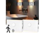 2X Applique Led Luce Notturna Con Rilevatore Di Movimento Usb Ricaricabile Luce Crepuscolare Bianco Caldo Per Scale, Decorazione Armadi