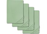 Lenzuolo A Pieghe In Microfibra Interlock Jersey Verde 90 X 190 - 100 X 200 Cm In Confezione Da 4 Pz
