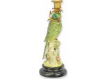 Casa Padrino Candeliere Art Nouveau Pappagallo Che Guarda A Destra Verde / Oro / Nero H. 31 Cm