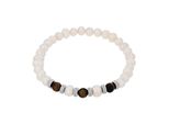 Armband Amor, Edelstahlfarben, Braun, Braun, ArmbäNder, Herren, 21Cm, Edelstahl Perlen, Edelstahl, Perlen, Armband, Mit Tigerauge - Mit SüßWasserzuchtperle