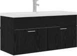 Syfax™ Mobile Da Bagno Con Porta Rovere Nero 100 X 38,5 X 46 Cm
