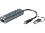 D-Link DUB-2332 D-Link DUB-2332 USB-C Nach 1000Mbit Adapter Mit Usb-Hub Retail