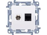Presa Antenna F + RJ45 Bianco Simon 10 CASFRJ455.01/11 Contatto-Simon