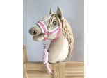 Set Per Cavalli Hobby: Cavezza A3 Con Pelliccia Bianca + Corda Per Legare - Bianco E Rosa