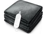 Coperta Riscaldante Sinnlein® Peluche 160 X 120 Cm Grigio SÜD Gs | Coperta Riscaldante Elettrica Con Spegnimento Automatico | Coperta Accogliente | Funzione Timer | 9 Impostazioni Di Temperatura | Lavabile Fino A 40°C | Display Digitale