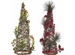 Albero Di Natale Dkd Home Decor Rosso Oro Verde Rattan (16 X 16 X 41 Cm) (2 Pezzi)