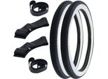 2X Pneumatici Whitewall Citomerx H-675 2.25-19 (2 1/4 X 19 - 23 X 2.25) 41J Tt + Camera D'aria + Nastro Per Cerchio