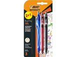Bic Gel-Ocity Quick Dry 2+1 Confezione Da 3 Penne A Sfera Retrattili - Impugnatura In Gomma - Punta Media Da 0,7 Mm - Asciugatura Ultrarapida - Non Macchia Sulla Carta - Colori Assortiti