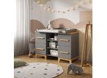 Vitalispa Fasciatoio Malia, 133 X 98 Cm Xl Con 4 Cassetti, Grigio/Rovere