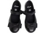 Clarks Ballerine Da Donna In Pelle Nera Scala Tap Velcro 16