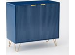 Credenza Fortuna Lai Mobile Da Cucina Blu Navy A 2 Ante, Isola Da Cucina Con Piano Di Lavoro Per Cucina, Soggiorno, Sala Da Pranzo, Legno, 78 Cm X 80 Cm X 40 Cm (A X L X P)