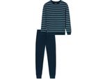 Uncover By Schiesser Pigiama Da Uomo, Lungo - Polsini, A Righe, Jersey Singolo Blu Scuro M
