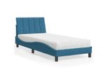 Vidaxl Letto Con Materasso "Hanko"" Blu 80X200 Cm In Velluto"