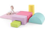Costway 6 Pcs. Blocchi Da Costruzione In Schiuma, Blocchi Da Costruzione Giganti Per Giocare E Arrampicarsi, Blocchi Da Costruzione In Schiuma Morbida (Rosa Chiaro)