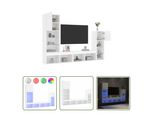 The Living Store Parete Attrezzata 4 Pezzi Con Illuminazione A Led In Legno Bianco