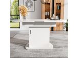 Tavolo Da Pranzo Ovale Allungabile Sweiko, L110/130*L70*H75Cm, Tavolo Da Pranzo Con Contenitore, Tavolo Da Caffè/Tempo Libero, Tavolo Da Pranzo Moderno E Minimalista, Tavolo Da Pranzo Multifunzionale Salvaspazio, Bianco+Maniglia Argento