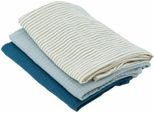 Set Of 3 Bamboo Swaddles - Domiva - 1 Printed + 2 Plain - Indigo Blue - 60X60 Cm