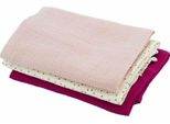 Set Of 3 Bamboo Swaddles - Domiva - 1 Printed + 2 Plain - Grenadine Pink - 60X60 Cm