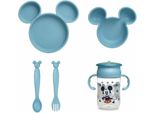 Set Di Stoviglie Per Bambini Disney Mickey - Piatto Diviso - Ciotola - Cucchiaio - Forchetta E Tazza A 360° - Design Divertente E Pratico Per La Pappa Del Bambino