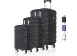 Voyagoux® Revelation - Set Di Valigie Da Viaggio - Valigie - 3 Pezzi - Trolley - Nero - Chiusura Tsa