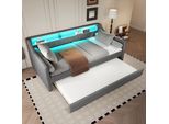Sweiko Daybed 90 X 200 Cm, Divano Letto, Letto Estraibile, Presa Di Ricarica Usb, Lino, Grigio, Senza Materasso