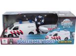 Vw Transporter Polizia Macchinina Con Barca Die-Cast Metallo 29 Cm