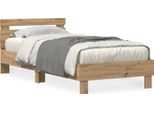 Vidaxl Struttura Letto Con Led Artisan In Rovere 90 X 190 Cm Materiale Ligneo