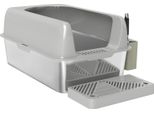 Lettiera Con Coperchio, Lettiera Con Paletta, Casetta Igienica Per Gatti In Acciaio Inox Con Contenitore Per Gatti Di Peso Inferiore A 4,5 Kg, Per Interni, Grigio Chiaro Aosom