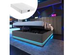 Letto Imbottito 160×200, Letto Matrimoniale Letto Contenitore Con App Control Led, Lino, Grigio, Con Materasso, Senza Comodino