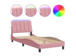 Syfax™ Giroletto Con Led Senza Materasso Hanko Rosa 80X200 Cm In Velluto