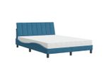 Syfax™ Letto Con Materasso Hanko Blu 140X200 Cm In Velluto