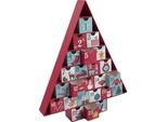 Calendario Dell'avvento 32,5 X 5 X 39 Cm Albero Di Natale Rosso