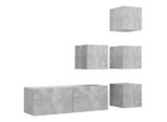 Syfax™ Set Di Mobili Porta Tv 5 Pz Grigio Cemento In Legno Multistrato