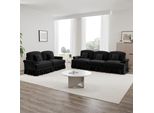Sweiko Classic 2 Piece Modular Living Room Sofa Set Con Braccioli A Imbuto, Gonna A Balze Rimovibile E Gambe A Fuso - 3 Posti E 2 Posti In Ciniglia, Nero
