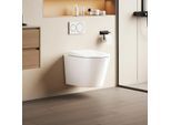 Wc Sospeso Emke In Ceramica A Doppio Foro Con Risciacquo A Risparmio Idrico, Con Scarico Diretto E Coperchio A Chiusura Ammortizzata, A Bassa Rumorosità, Bianco Lucido