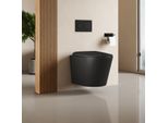 Wc Sospeso Emke In Ceramica A Doppio Foro Con Risciacquo A Risparmio Idrico, Con Scarico Diretto E Coperchio A Chiusura Ammortizzata, A Bassa Rumorosità, Nero Opaco